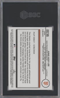 Jung HOO Lee from the 2024 Topps Chrome Update set featuring a Magenta/Purple Lava Lamp Refractors parallel graded by SGC and given an overall grade of 10.