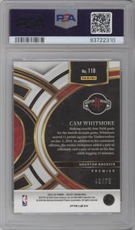 Cam Whitmore from the 2023-24 Panini Select  set featuring a White Disco  parallel graded by PSA and given an overall grade of 10.