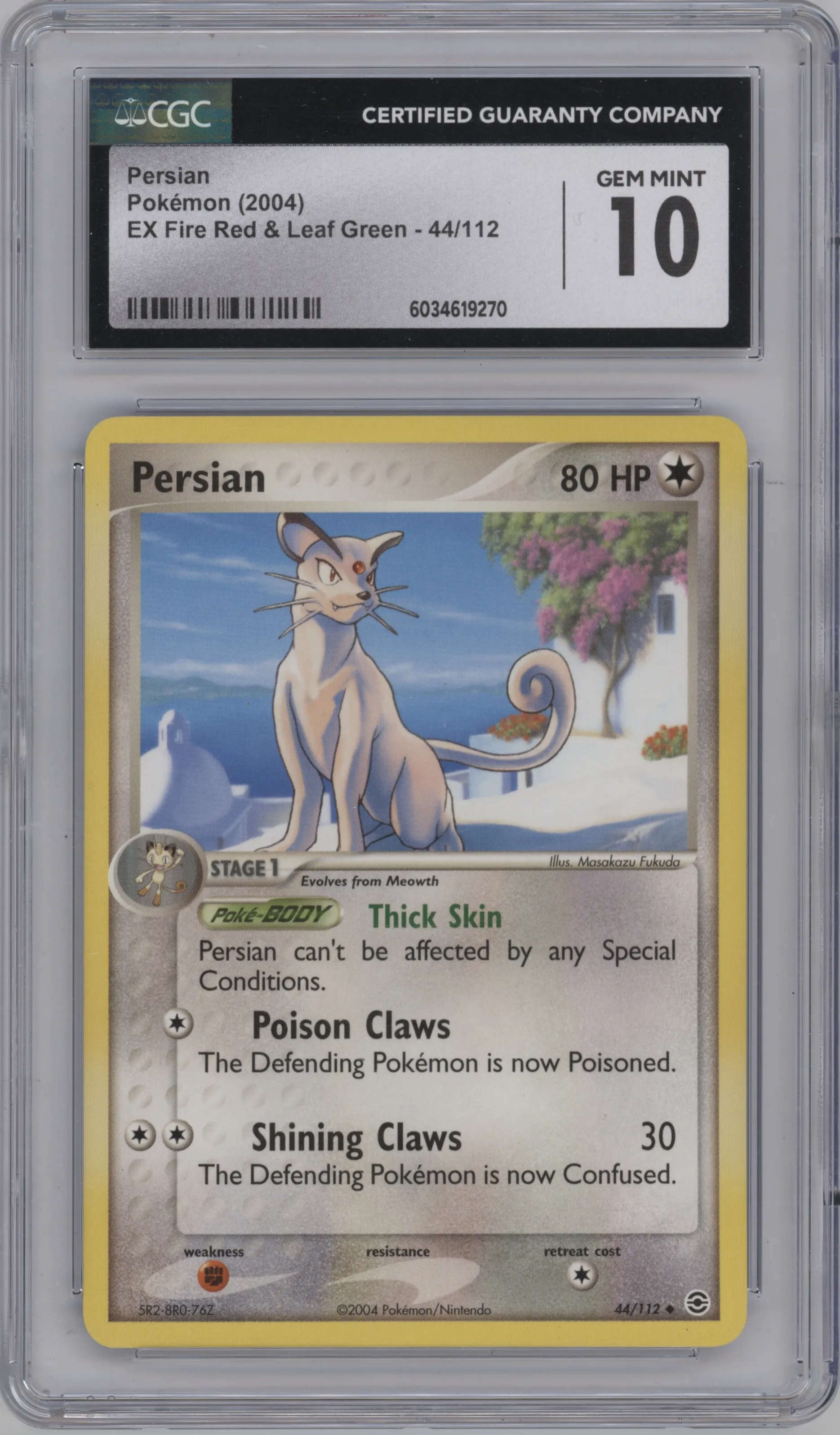2004 Pokemon EX FR & LG Persian #44 CGC 10
