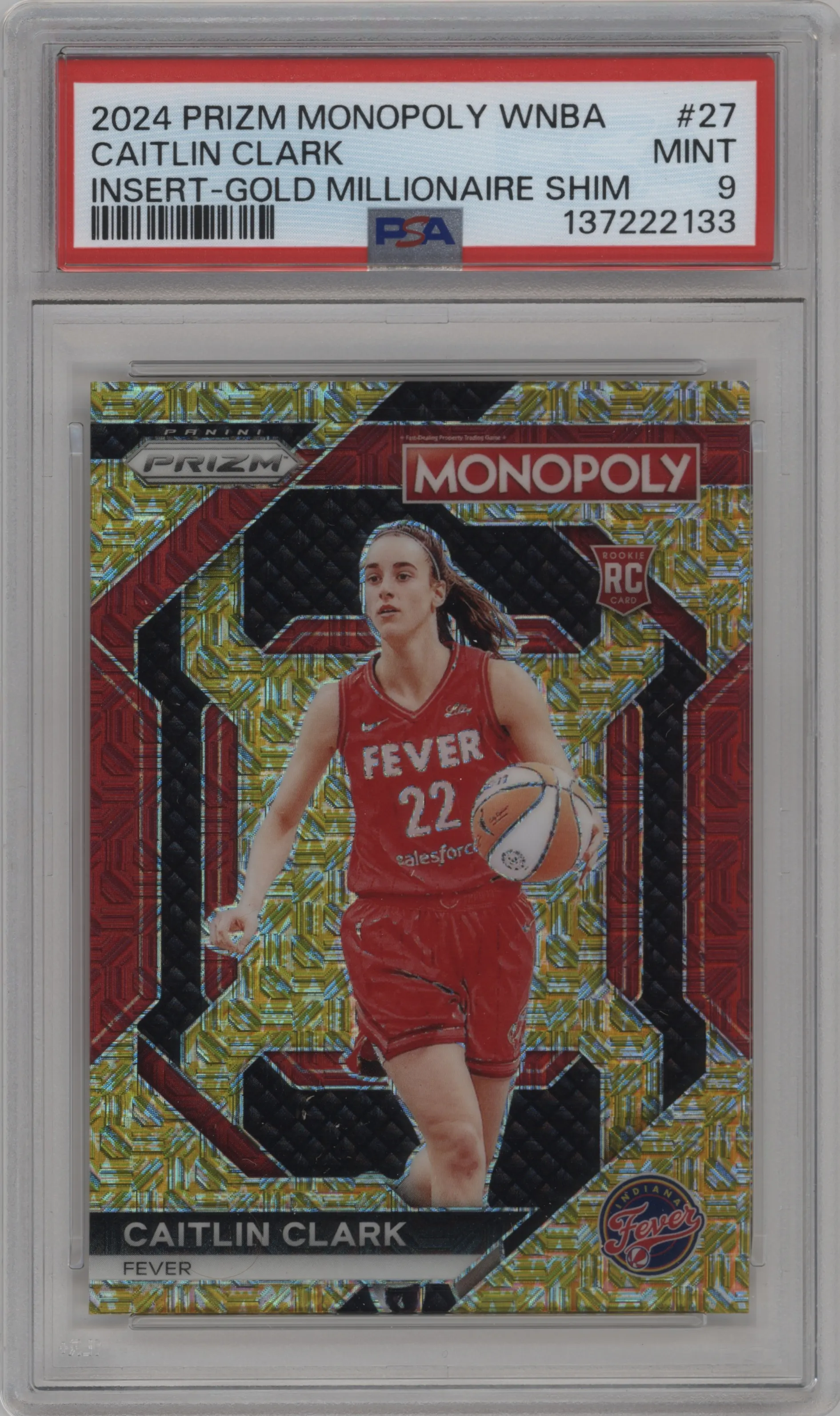 2024 Panini Prizm Monopoly WNBA Caitlin Clark Gold Millionaire Shimmer #WNBA27 PSA 9