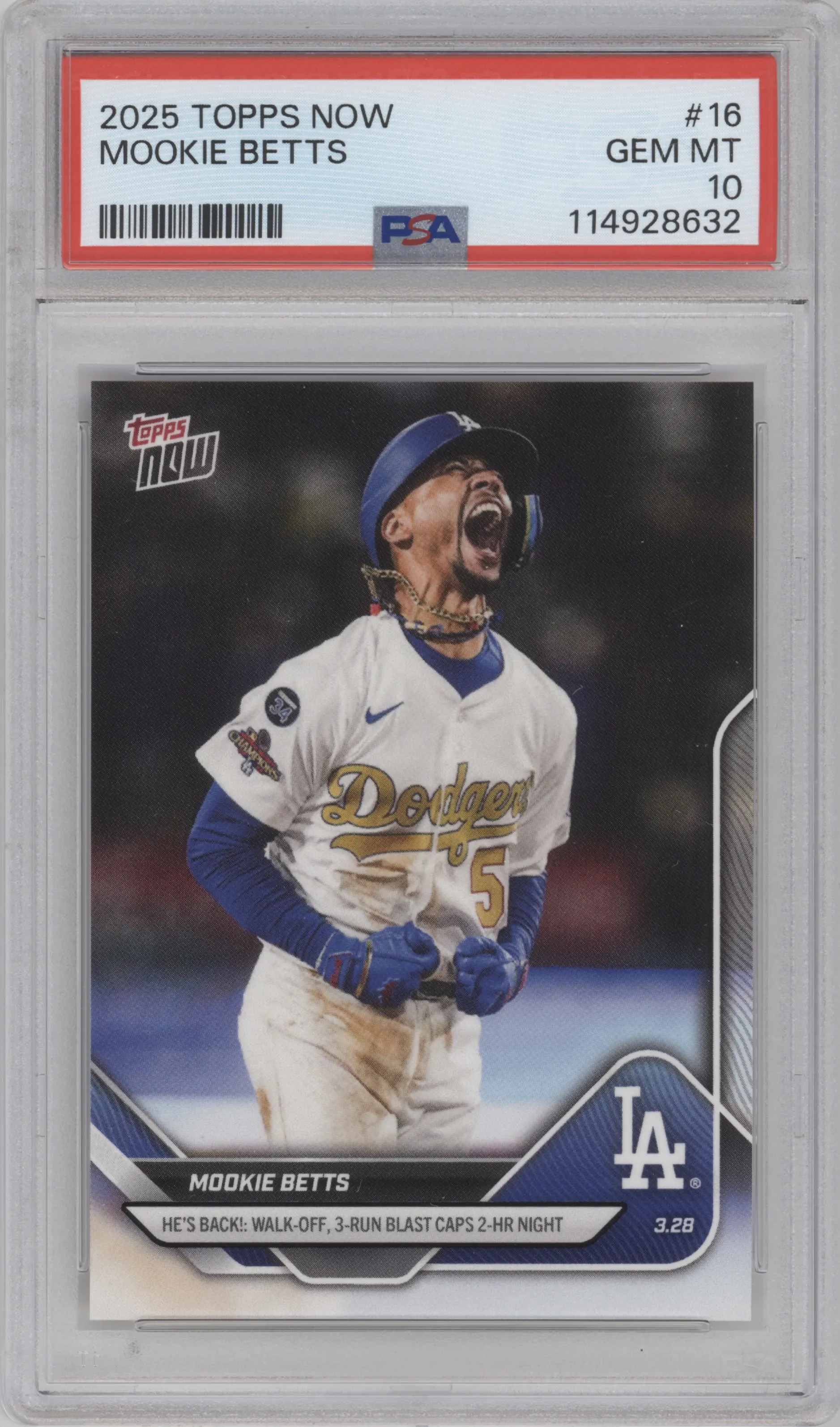 2025 Topps Now Mookie Betts #16 PSA 10