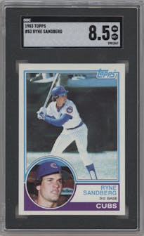 Ryne Sandberg from the 1983 Topps set graded by SGC and given an overall grade of 8.5.