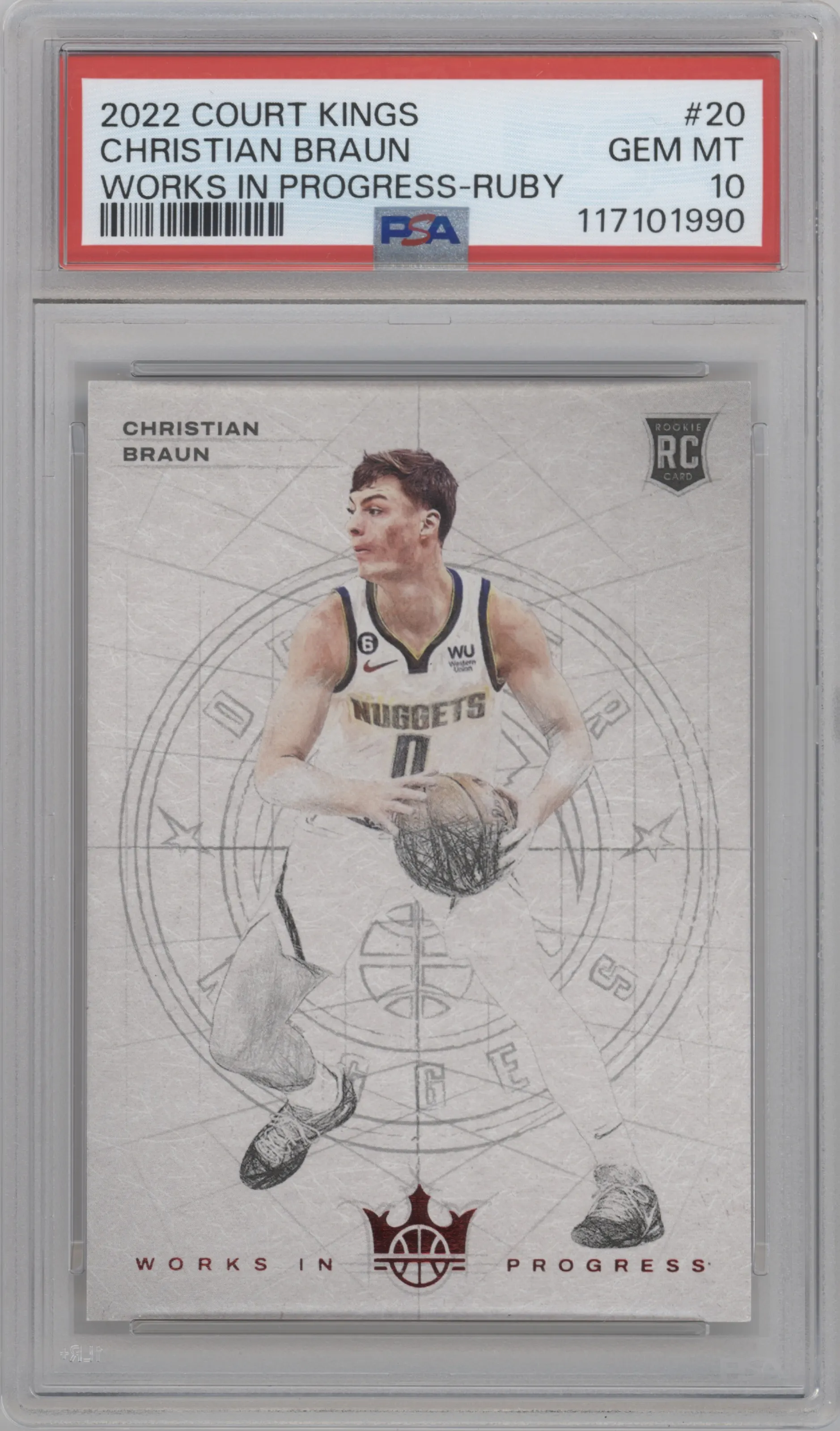 2022 Panini Court Kings Works in Progress Christian Braun Ruby PSA 10