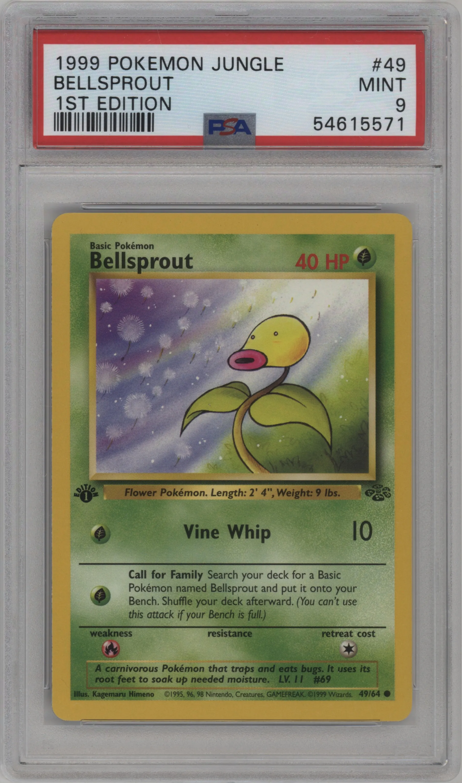 1999 Pokemon Jungle Bellsprout #49 PSA 9