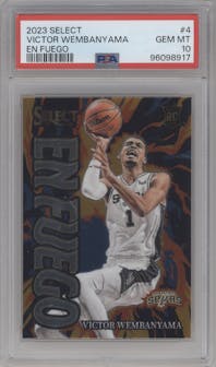 Victor Wembanyama from the 2023-24 Panini Select  set graded by PSA and given an overall grade of 10.