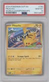 Pikachu from the 2024 Pokemon SV set featuring a 2024 World Championship parallel graded by PSA and given an overall grade of 10.