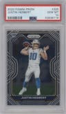 Justin Herbert from the 2020 Panini Prizm set graded by PSA and given an overall grade of 10.