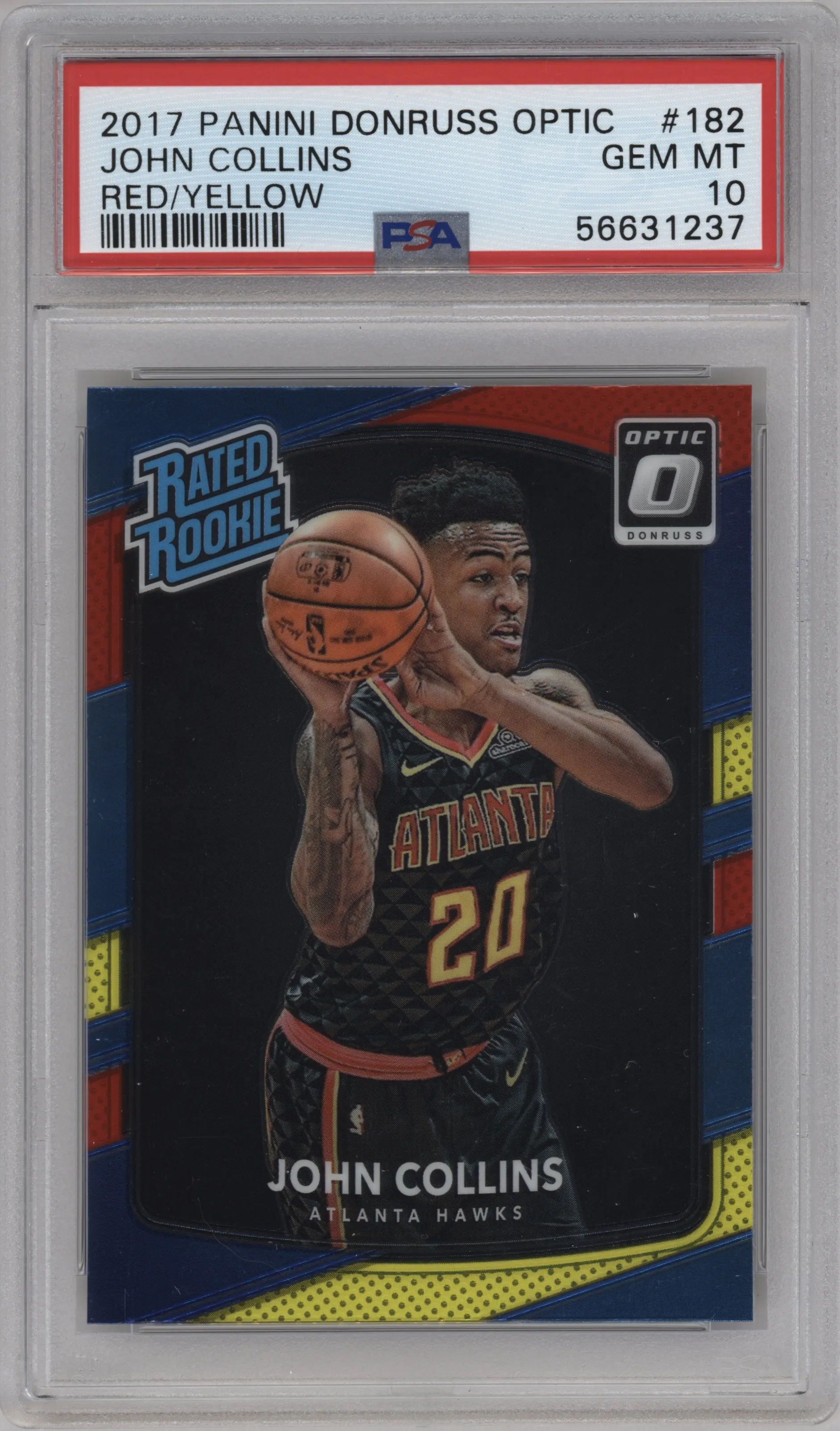 2017 Panini Donruss Optic Rated Rookie John Collins Red/Yellow PSA 10