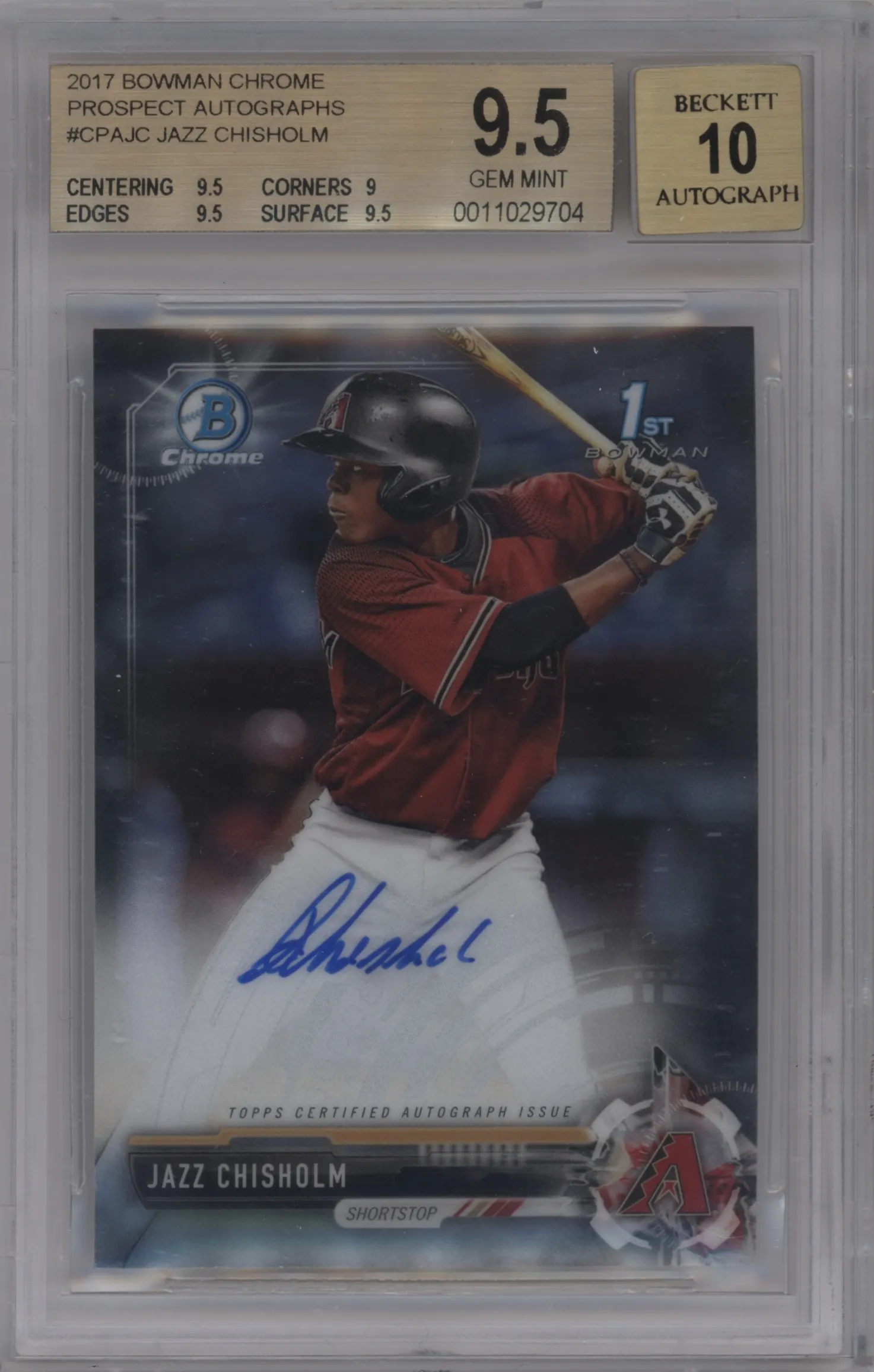 2017 Bowman Chrome Chr.Pros.Auto Jazz Chisholm #CPA-JC BGS 9.5