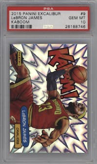 LeBron James  from the 2015-16 Panini Excalibur set graded by PSA and given an overall grade of 10.