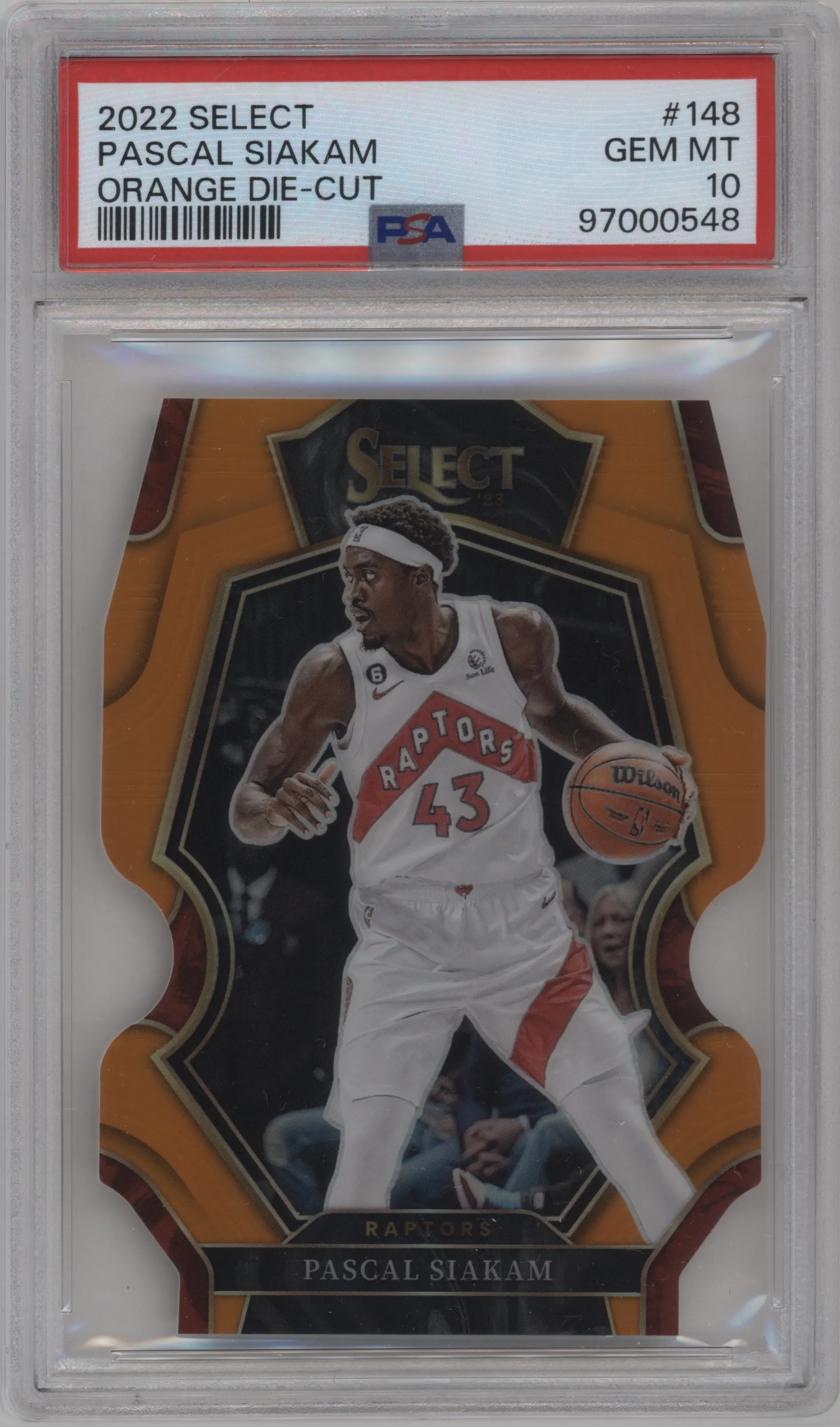 2022 Panini Select Pre.Lvl. Pascal Siakam Die-Cut Orange #148 PSA 10