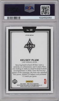 Kelsey Plum from the 2024 Panini Select WNBA set graded by PSA and given an overall grade of 10.