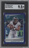 Jalen Hurts from the 2020 Panini Donruss Optic set featuring a Purple parallel graded by SGC and given an overall grade of 9.5.
