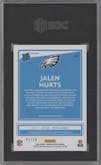 Jalen Hurts from the 2020 Panini Donruss Optic set featuring a Purple parallel graded by SGC and given an overall grade of 9.5.