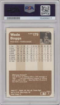 Wade Boggs from the 1983 Fleer  set graded by PSA and given an overall grade of 9.