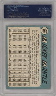 Mickey Mantle from the 1965 Topps set graded by PSA and given an overall grade of 6.