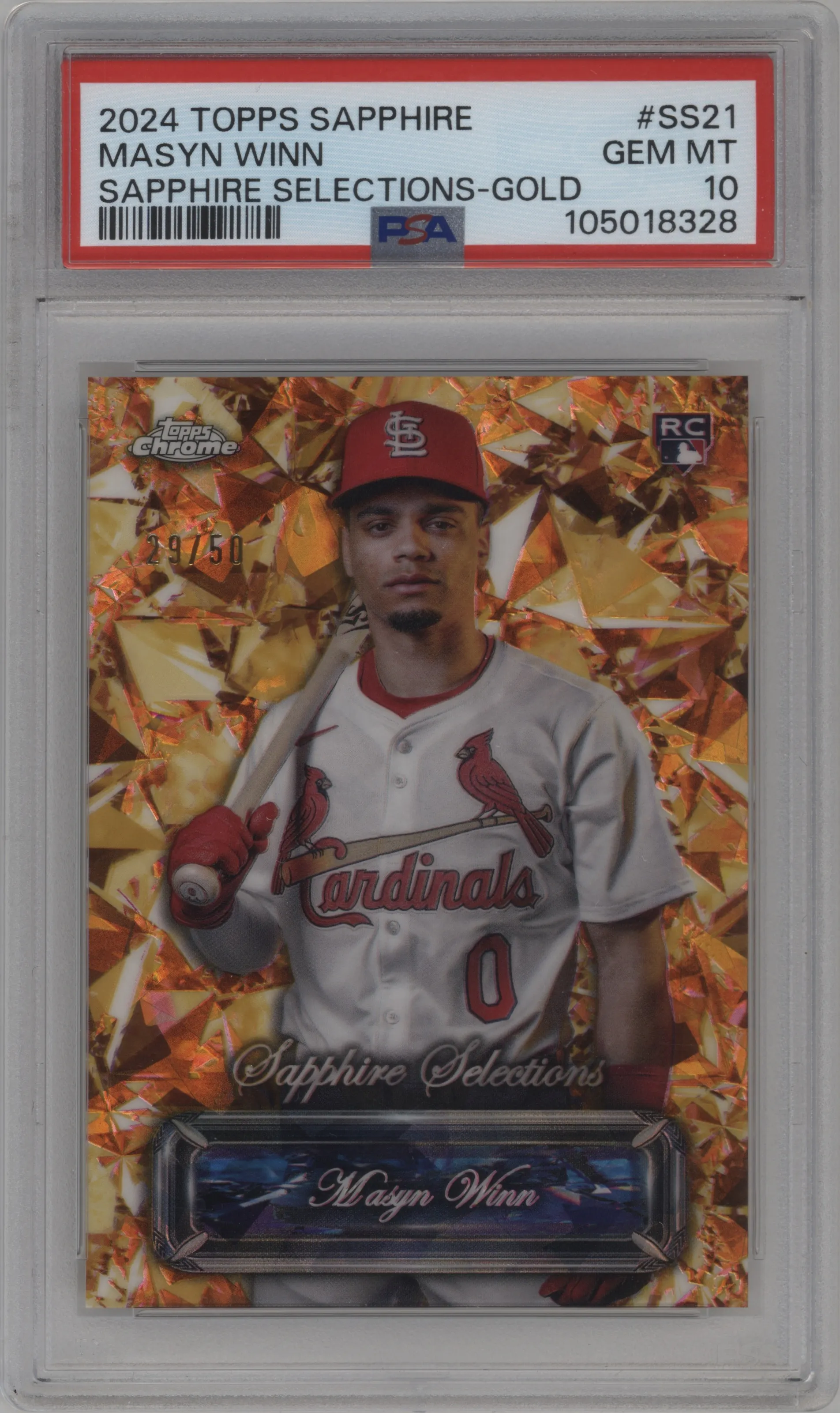 2024 Topps Chrome Update Sapphire Edition Sapphire Selections Masyn Winn Gold #SS-21 PSA 10