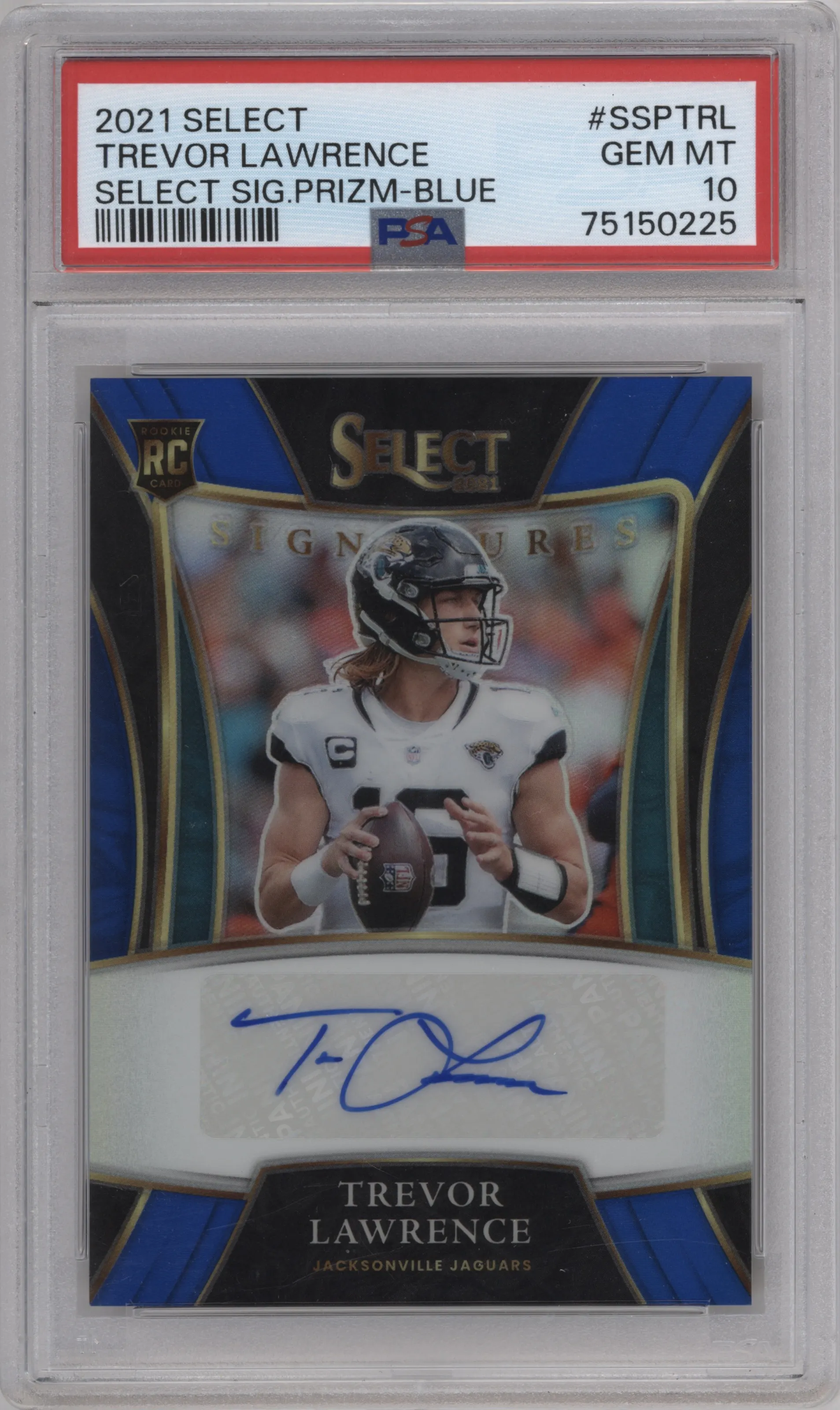 2021 Panini Select Select Sig. Trevor Lawrence Blue #SSP-TRL PSA 10