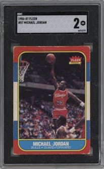 Michael Jordan from the 1986-87 Fleer set graded by SGC and given an overall grade of 2.