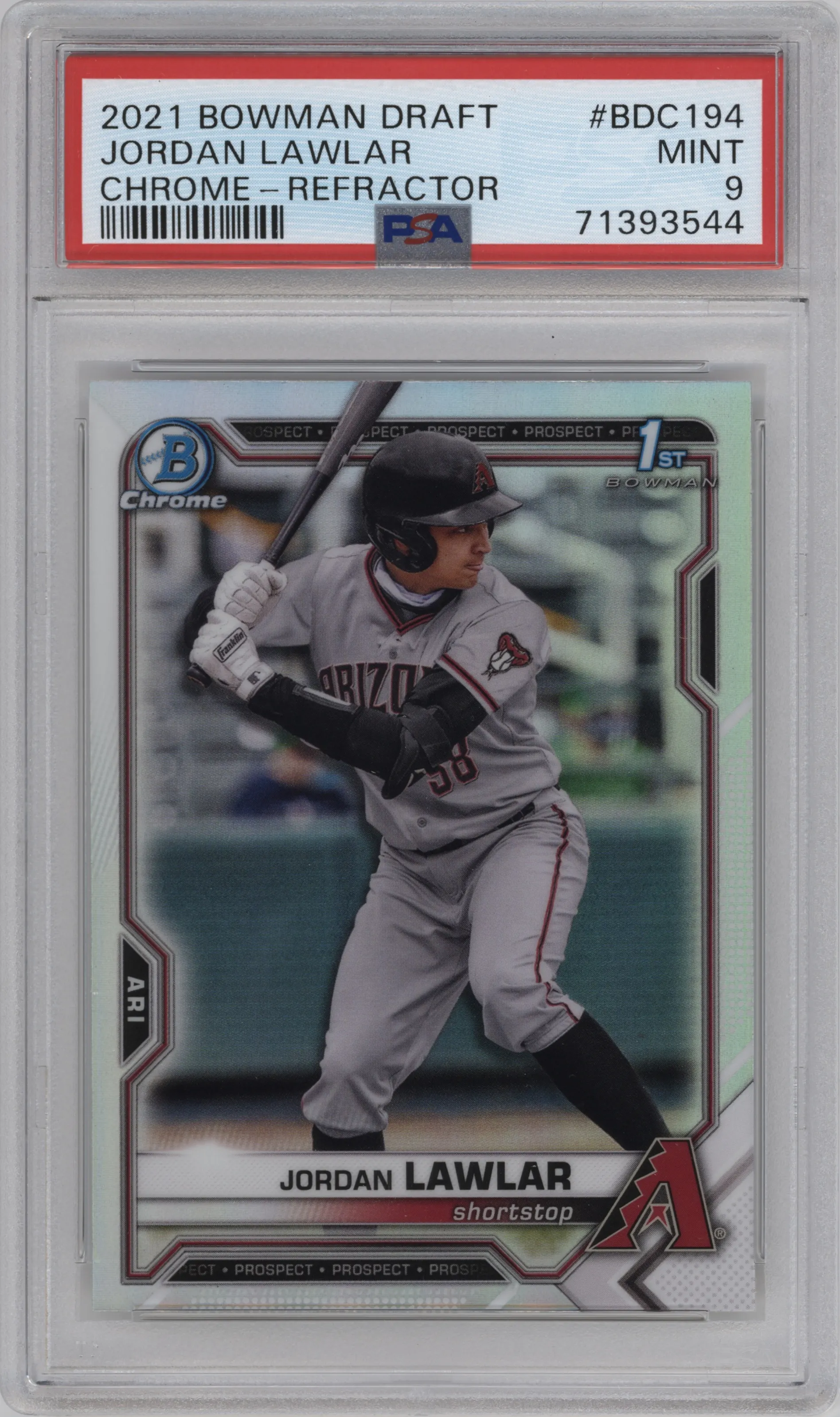 2021 Bowman Draft Chrome Jordan Lawlar Refractor #BDC-194 PSA 9