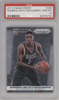 Giannis Antetokounmpo from the 2013-14 Panini Prizm set graded by PSA and given an overall grade of 10.