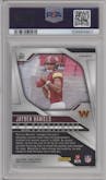 Jayden Daniels from the 2024 Panini Prizm set featuring a Silver Prizm parallel graded by PSA and given an overall grade of 9.