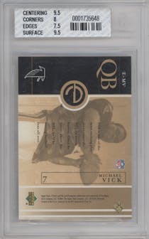 Michael Vick from the 2001 Upper Deck set graded by Beckett and given an overall grade of 8.