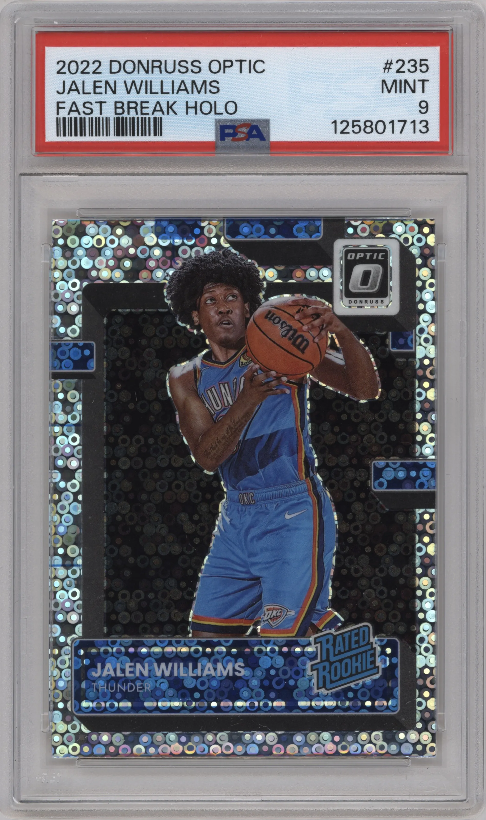 2022 Panini Donruss Optic Rated Rookie Jalen Williams Fast Break Holo PSA 9
