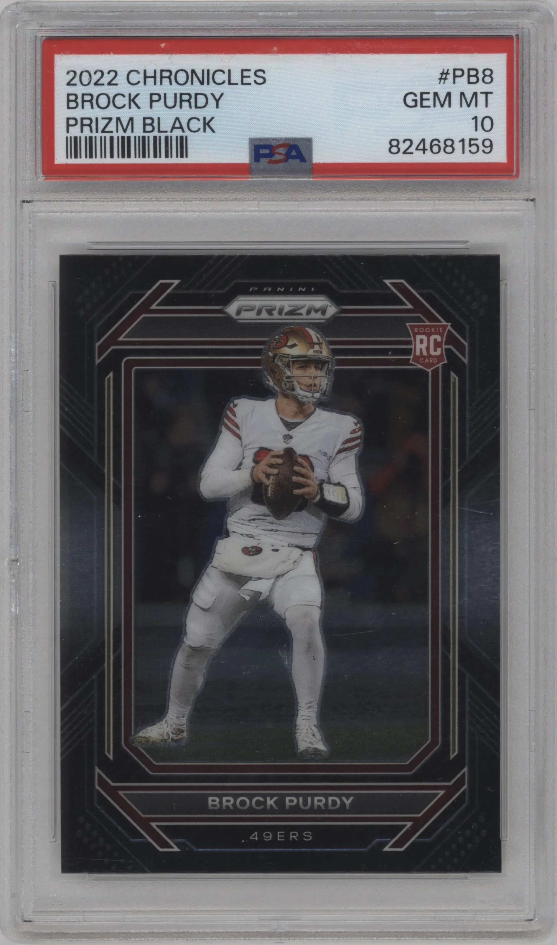 2022 Panini Chronicles Prizm Black Brock Purdy #PB-8 PSA 10