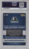 Karl-Anthony Towns from the 2015-16 Panini Prizm  set featuring a Silver Prizm parallel graded by PSA and given an overall grade of 9.