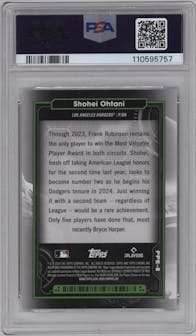 Shohei Ohtani from the 2024 Topps Cosmic Chrome set graded by PSA and given an overall grade of 9.