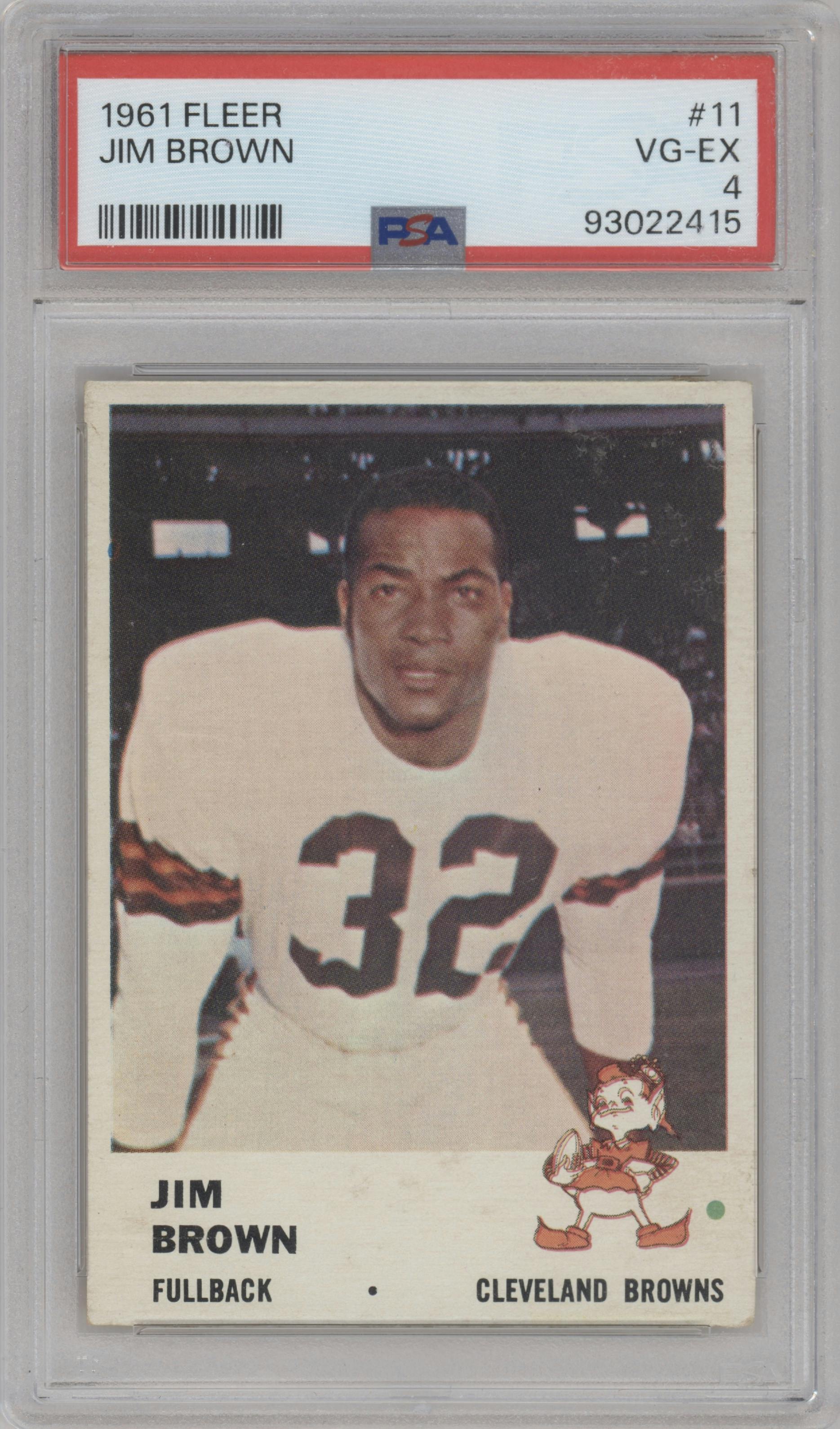 Jim Brown from the 1961 Fleer set graded by PSA and given an overall grade of 4.