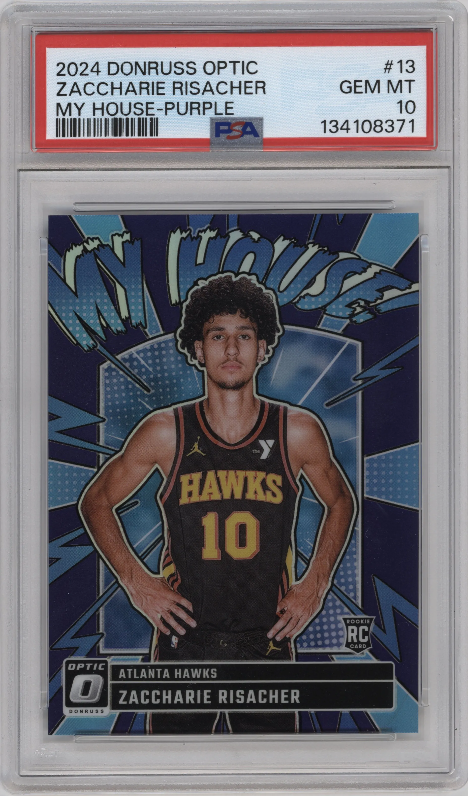 2024 Donruss Optic My House Zaccharie Risacher Purple PSA 10