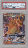 Charizard GX from the 2019 Pokemon S&M  set featuring a Hidden Fates Tins parallel graded by PSA and given an overall grade of 8.