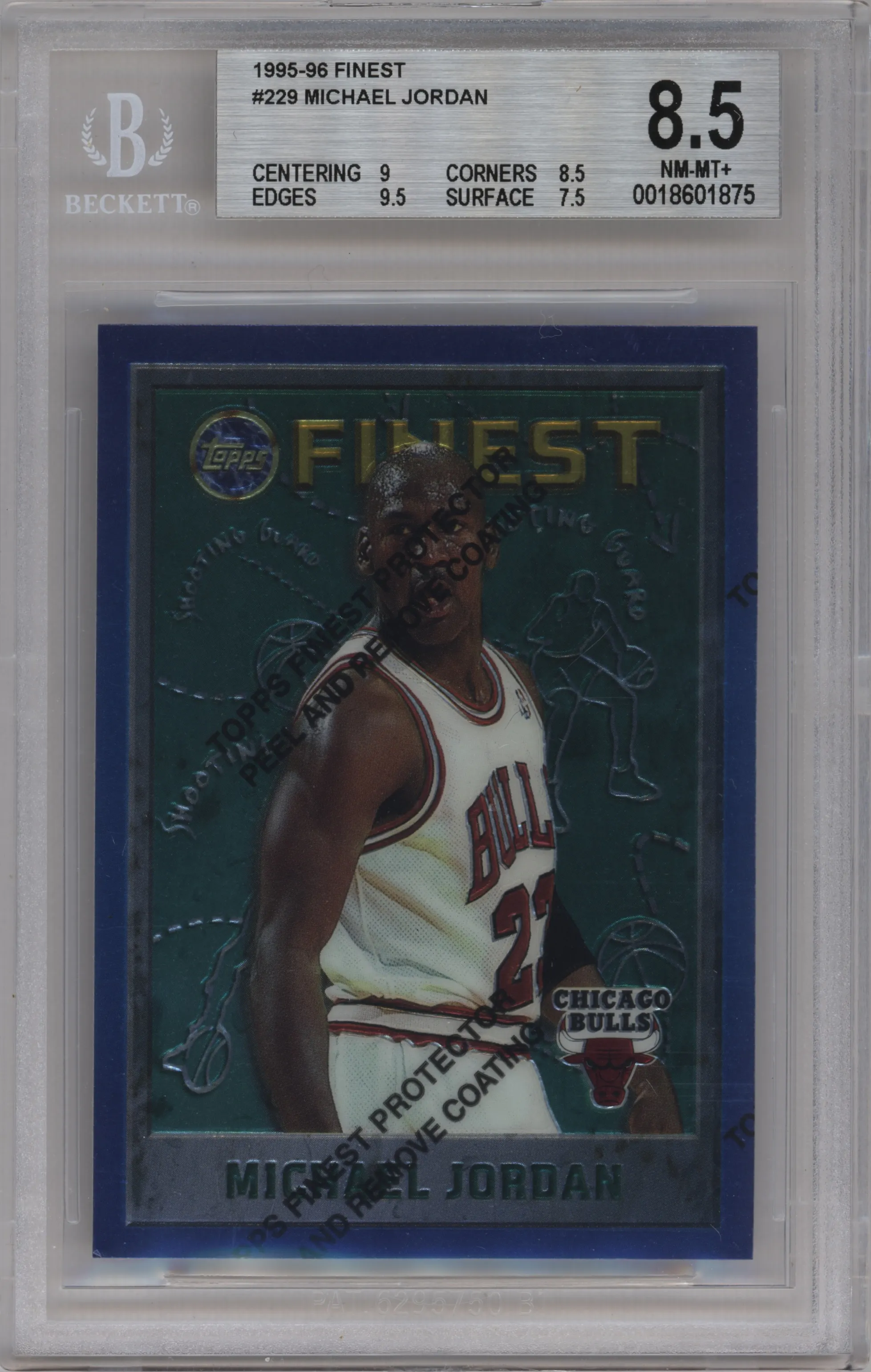 1995 Topps Finest Michael Jordan W/ Coating #229 BGS 8.5