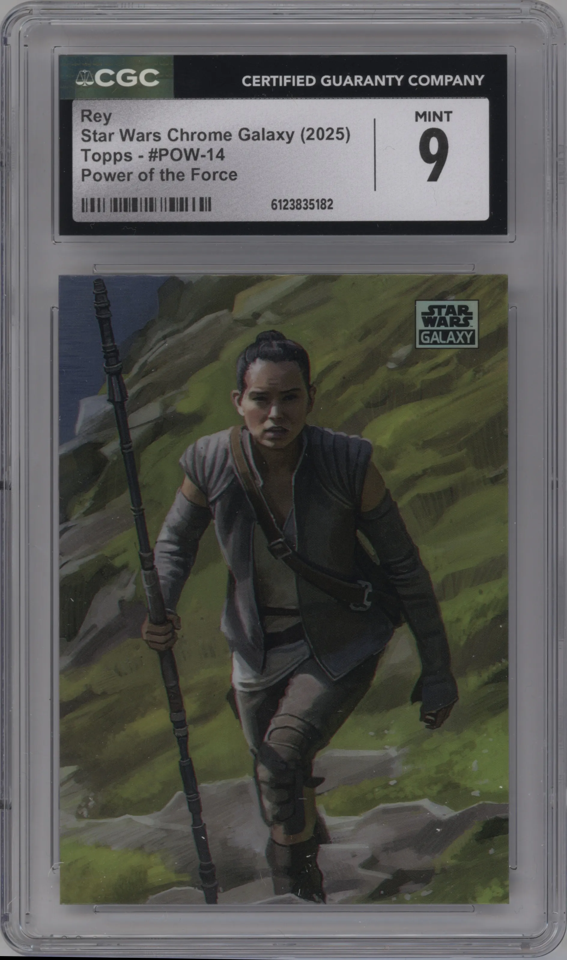 2025 Topps Chrome Star Wars Galaxy Power of the Force Rey #POW-14 CGC 9
