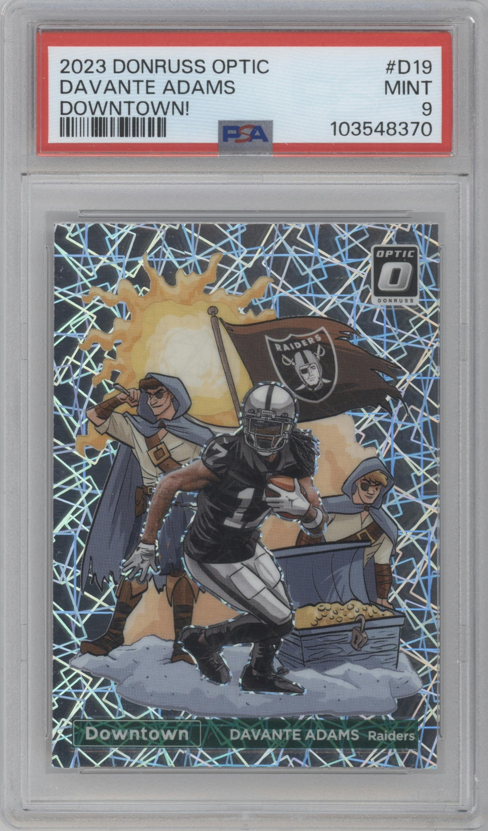 Davante Adams from the 2023 Donruss Optic set graded by PSA and given an overall grade of 9.