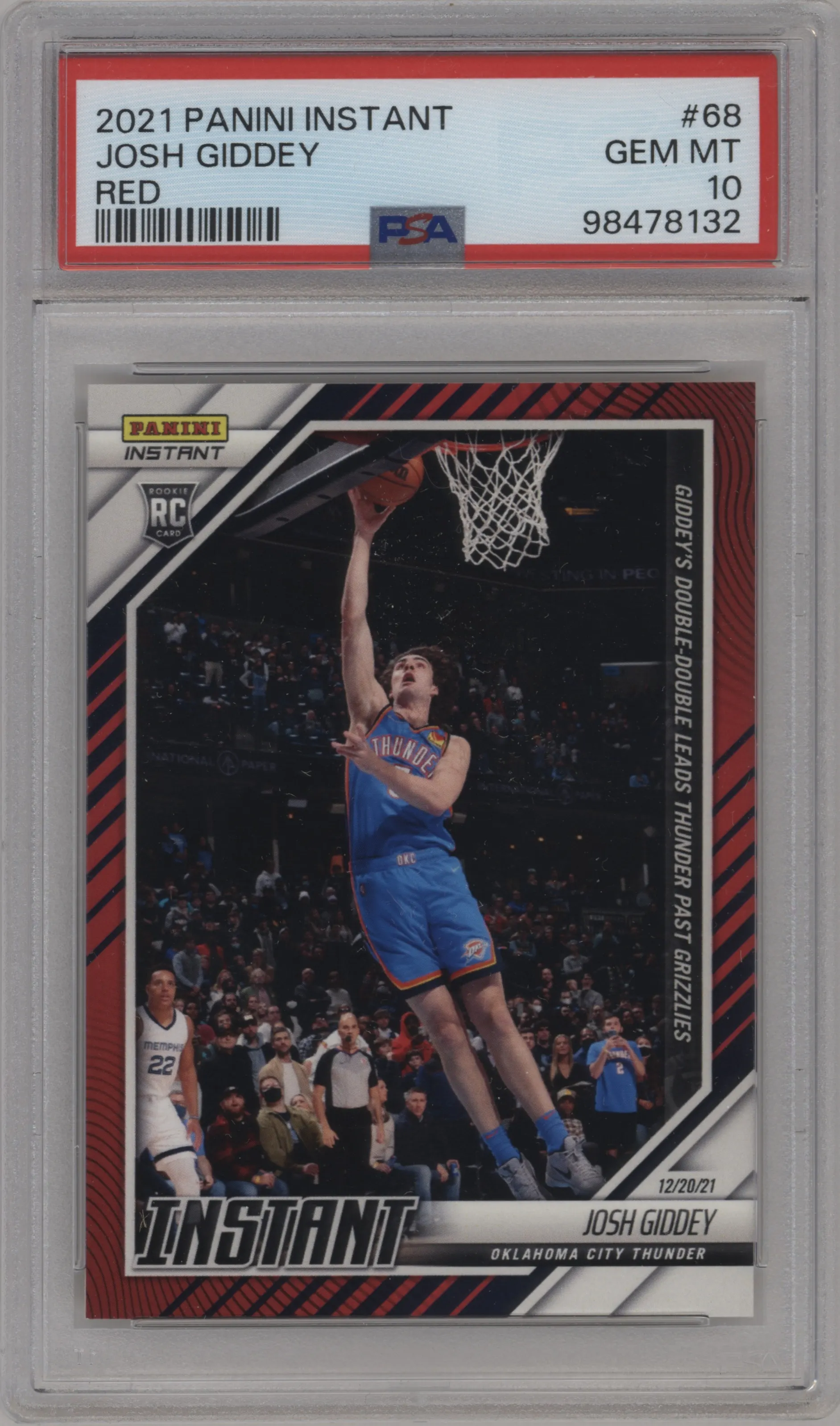 2021 Panini Instant NBA Josh Giddey Red PSA 10