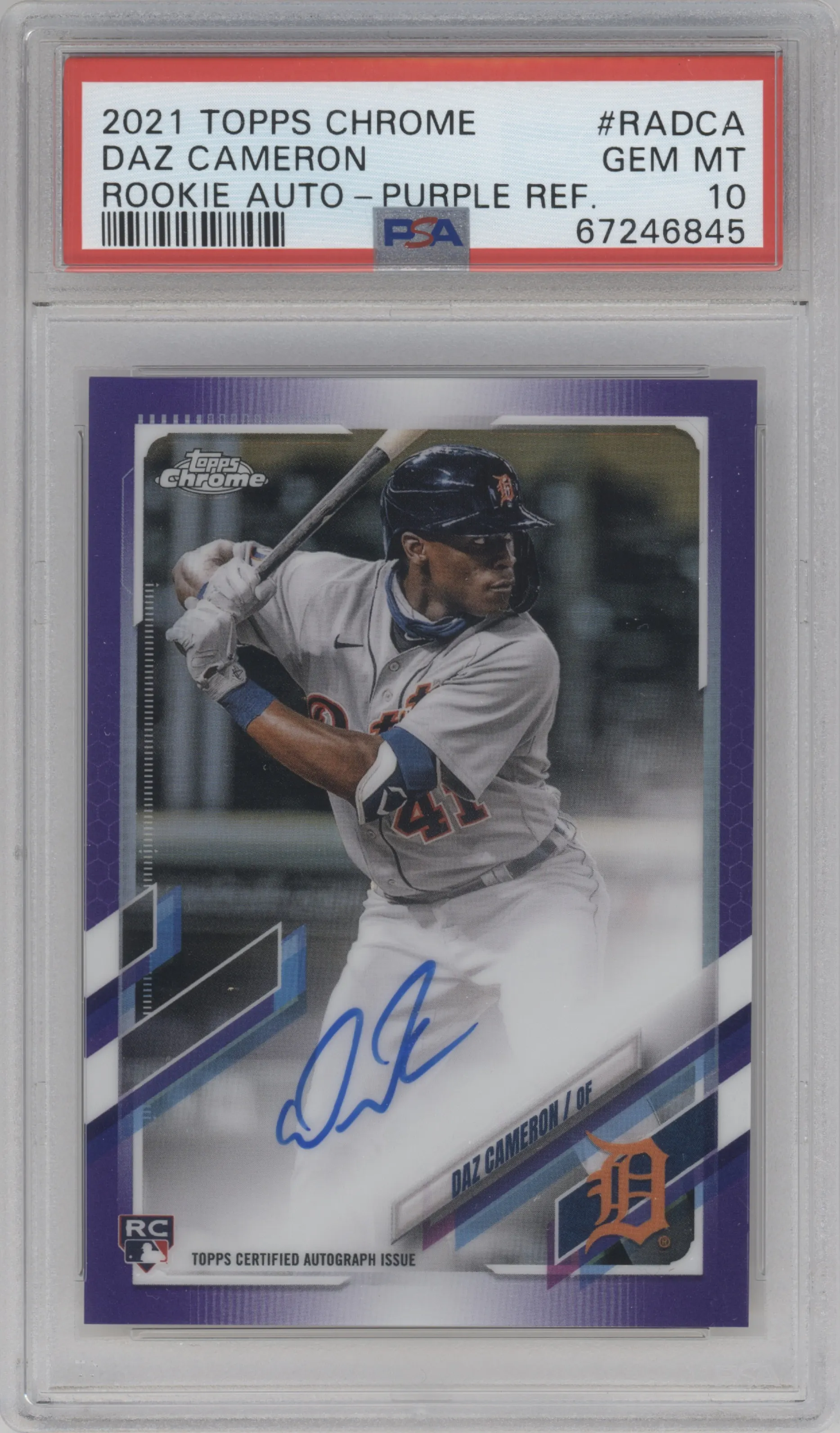 2021 Topps Chrome Rke.Auto Daz Cameron Purple Refractor #RA-DCA PSA 10