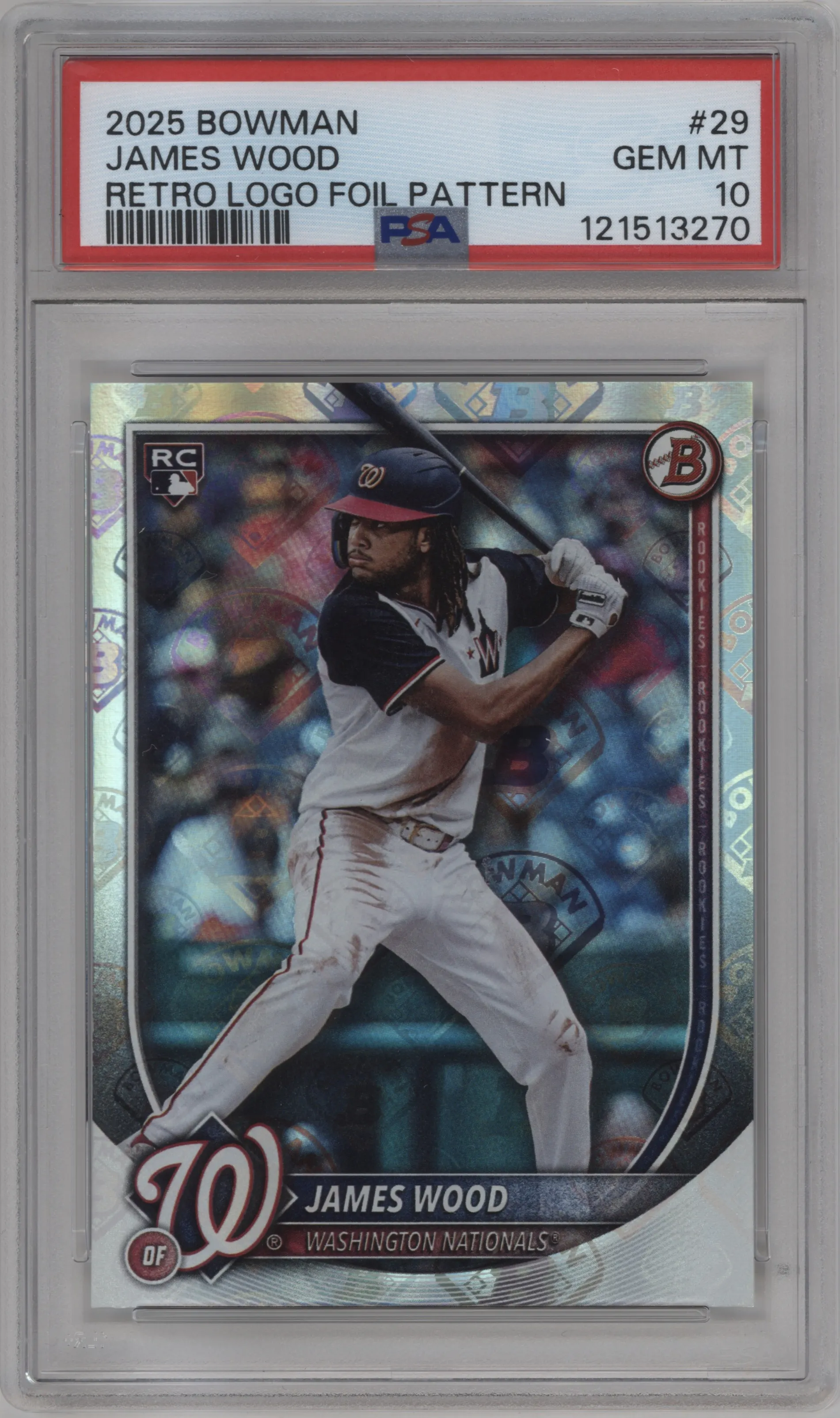 2025 Bowman James Wood Retro Logo Foil Pattern PSA 10