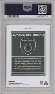  Anthony Richardson from the 2023 Panini Donruss set graded by PSA and given an overall grade of 10.