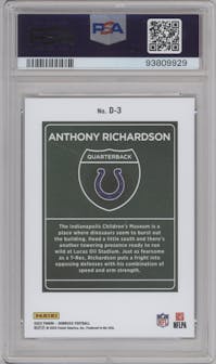  Anthony Richardson from the 2023 Panini Donruss set graded by PSA and given an overall grade of 10.