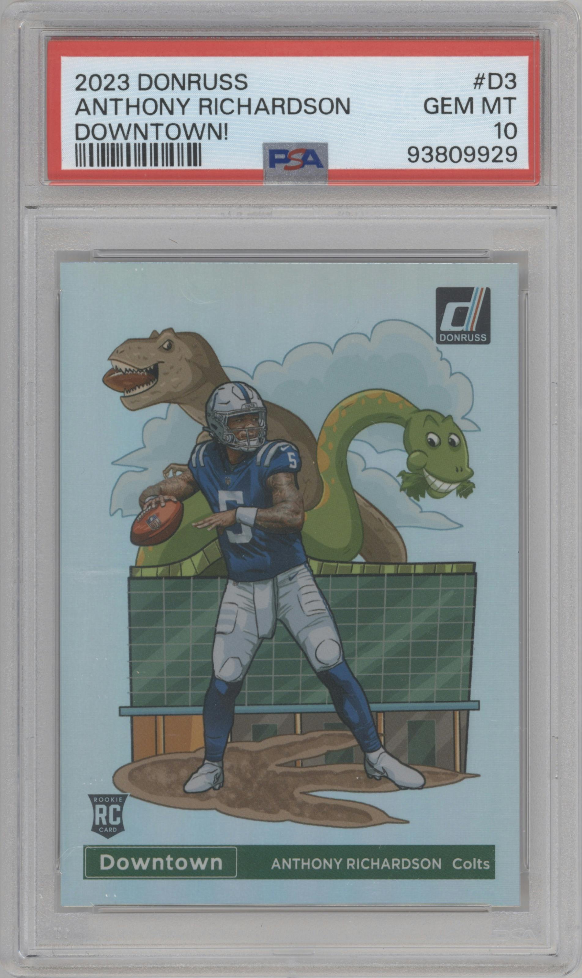  Anthony Richardson from the 2023 Panini Donruss set graded by PSA and given an overall grade of 10.