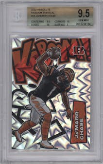 Ja'Marr Chase from the 2022 Panini Absolute set graded by Beckett and given an overall grade of 9.5.