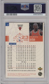 Michael Jordan from the 1997-98 Upper Deck UD3 set graded by PSA and given an overall grade of 8.