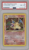 Charizard from the 1999 Pokemon set graded by PSA and given an overall grade of 8.