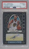 Stephen Curry from the 2021-22 Panini Obsidian set featuring a Electric Etch Yellow parallel graded by PSA and given an overall grade of 9.