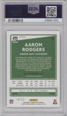 Aaron Rodgers from the 2020 Panini Donruss Optic set featuring a Purple Stars parallel graded by PSA and given an overall grade of 9.