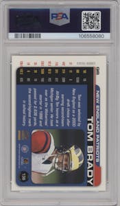 Tom Brady from the 2000 Pacific Paramount set graded by PSA and given an overall grade of 7.
