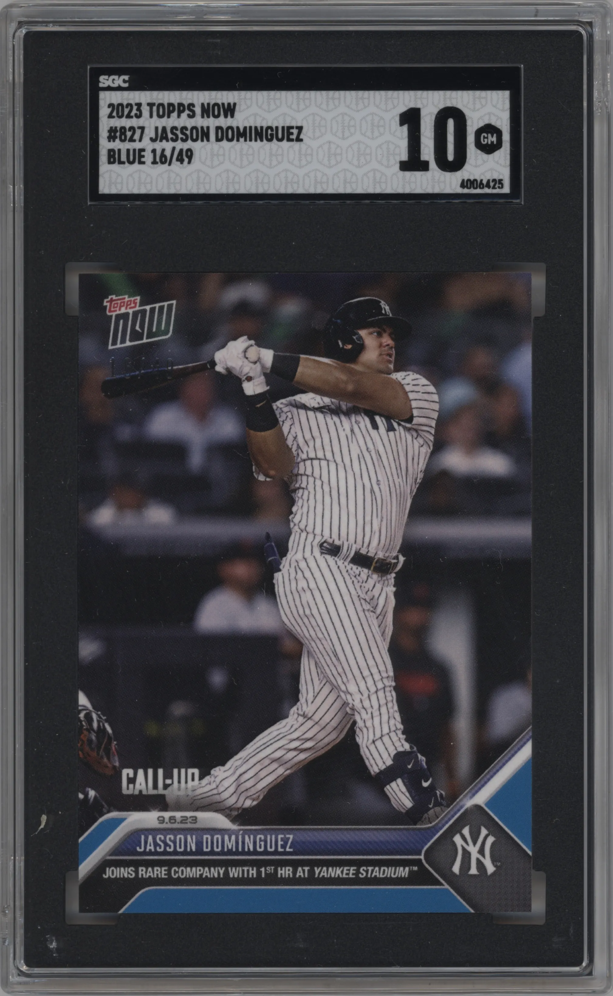 2023 Topps Now Jasson Dominguez Blue SGC AUTHENTIC #827 SGC